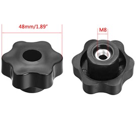 TA-VIGOR Threaded Clamping Knobs M8, Star Head Female Knob Screws Clamping Nuts 48mm Dia Head Knob Grip Handle for Machine Tools Latche, Black, D48-M8 1pc