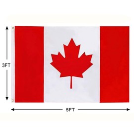 2 Pack 3 x 5 FT Canada Flag, Canadian Flags Outdoor Polyester and Brass Grommets, Bright and Vivid Color, UV Fade Resistant Printed Maple Leaf for Indoor Outdoor Home Garden Canada Day Decorations