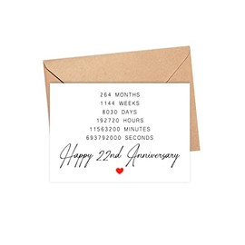 Happy 22nd Anniversary Card - 22 Year Wedding Anniversary Card Gifts - Idea For Boyfriend - For Husband - For Girlfriend - For Bestie - For Dad -For Mom- Happy Mothers Day - Fathers Day