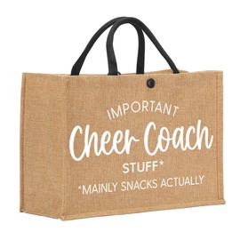 Cheer Coach Tote Bags for Women Cheer Coach Bag Cheerleading Cheerleader Gifts for Women Cheer Coach Tote Bag for Physical Education Team Gym Ballet Dance Coach (Linen)