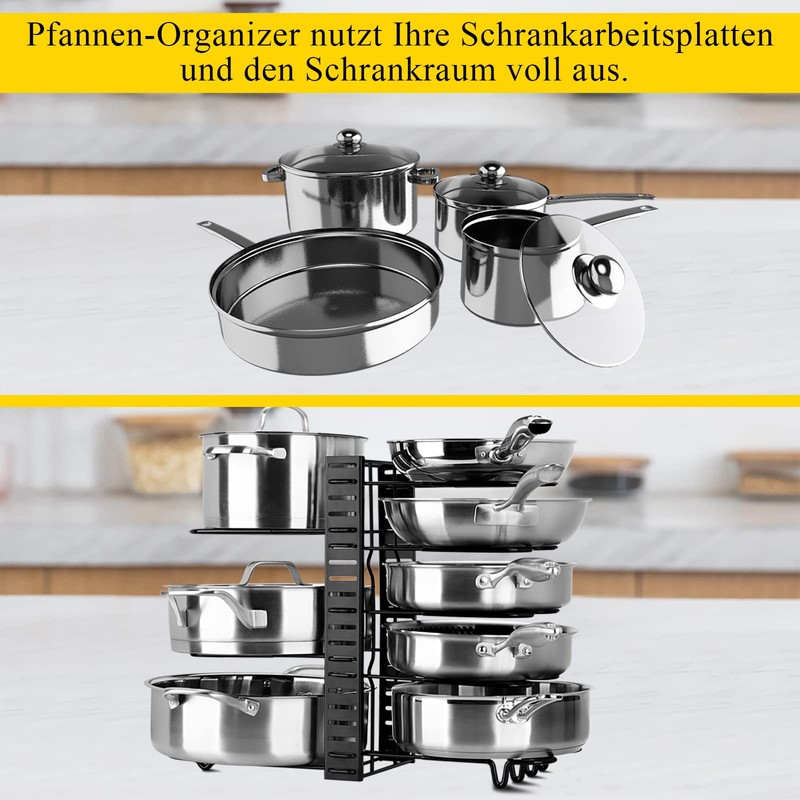 Toplife Lid Organiser for Plates, Drainer, Lid Holder, Kitchen Pot