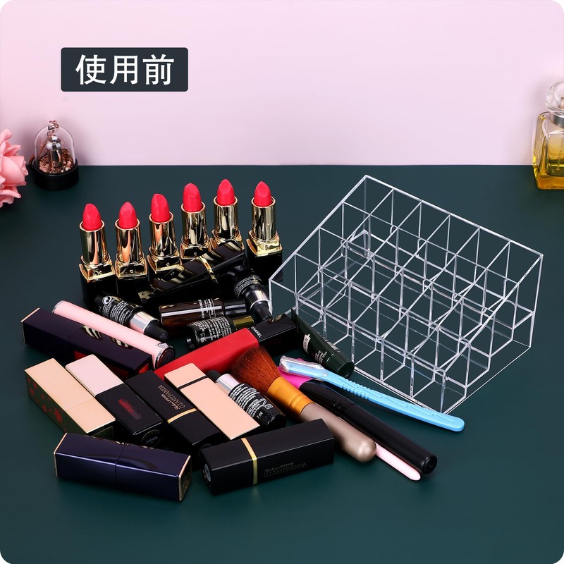 MOSIKER Lipstick Storage Box, 24 Lips, Clear, Cosmetics Storage, Acrylic