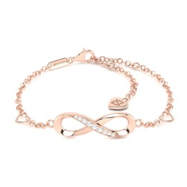 SERASAR Infinity Sign Bracelet for Women, 925 Sterling Silver, with 18 Carat Real Gold Plating, Various Colours, Adjustable Length, Includes Jewellery Box, Sterling Silver Rose Gold, Cubic Zirconia,
