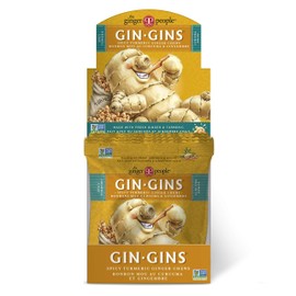 GIN GINS Spicy Turmeric Ginger Chews – 100% Natural Candy by The Ginger People – Individually Wrapped Healthy Treats - Made with Fresh Rhizome – Spicy Turmeric Flavor, 2.1oz Bag - Pack of 12