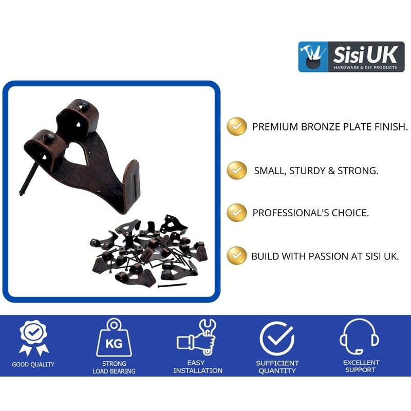 Bronze Picture Hooks for Hard Walls Picture Hanging Hooks 33mm