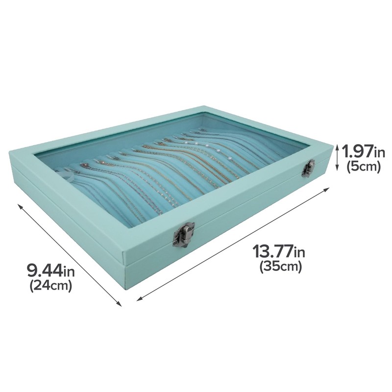 BesyPro Clear Lid Necklace Storage Box - Women Anti-Tangle 15