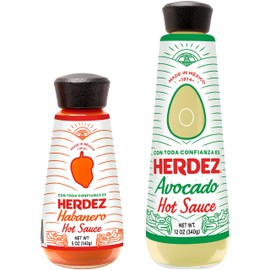 HERDEZ Hot Sauce Variety 2 Pack – Avocado Hot Sauce 12oz, Habanero Hot Sauce 5oz – Made with Real Avocados and Habanero Peppers – Gift Pack for Hot Sauce Lovers – Perfect for Any Meal
