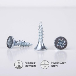 Pack of 100 Galvanised Steel Wood Screws 3.5 x 13 mm Pozi Drive Head Screws Fasteners Countersunk Chipboard Screws (Pack of 100)