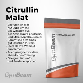 GymBeam L-Citrullin Pulver, hochdosiert Citrullin Malat 2:1, mit erfrischendem Geschmack, perfekte L?slichkeit, Reinheit, vegan, Pre-Workout NO Supplement fr Muskel Pump C GymBeam (500 g, Green Apple)