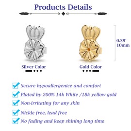 3-Pack Droopy Ear Earring Lifters, 10MM Adjustable, 18K Gold Plated, Hypoallergenic, Secure