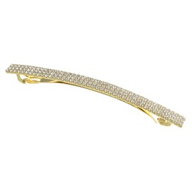 VINGTAINE H-900-G- Women's Rhinestone 3 Row Barrette Hair Clip Hair Accessories, Gold Color