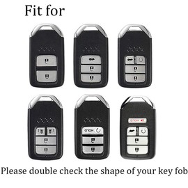 ontto Key Fob Cover for Honda Accord Civic CR-V CRV Remote Key Case Holder Shell Metal Leather Key Protection with Keychain Blue, Blue, silver metal shell