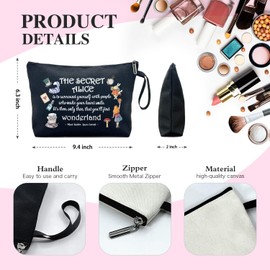 Cusrtyh Wonderland Fairy Tale Funny Canvas Zipper Makeup Bag, Travel Accessories Storage Toiletries Bag, Gifts for Bestie Friends Sister Coworker BBF, Wonderland Movie Lover Inspirational Gifts, black