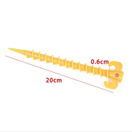 6 Plastic Tent Pegs, Yellow Camping Tent Pegs, Nail Plastic Screw Tent, Spiral Tent Stakes, Heavy-Duty Outdoor Tent Pegs for Fastening Tents, Rain Tarps, Picnic Camping