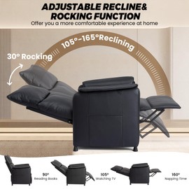 GarveeHome Elertric Recliner Chair with Massage and Heat, Adjustable Single PU Leather Recliners Sofa with Remote Control Home Theater Seating ＆Armchair for Living Room/Office (Leather, Black)