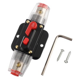 BOJACK 20A Audio Inline Circuit Breaker Reset Fuse Holder 12-24V DC Manual Reset Fuse Holder 3-15 AWG Overload Protection for Car Audio Sound Amplifier System RV Marine Boat Truck Solar Inverter
