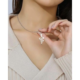 Yooborn TS Rep Snake Necklace Chain Jewelry Gift For Women Teen Girls Reputation Red Speak Now Outfits Jewelry Accessories Stuff Inspirational Merch Necklace For Swifty Music Lover.