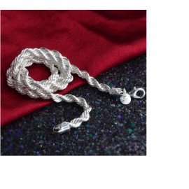 Fashion Jewelry Diamond Cut Shiny 925 STERLING SILVER plated 4MM ITALIAN ROPE chain 28" necklace