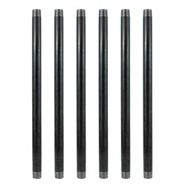 GeilSpace 6 Pack 1/2" × 20" Heavy Duty Pre-Cut Grey Metal Pipe, Industrial Steel Fits Standard Half Inch Threaded Pipes and Fittings - Vintage DIY Industrial Shelving (1/2" × 20", Grey)