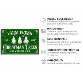 Farm Fresh Christmas Trees Tin Sign Funny Christmas Metal Signs Retro Santa Sign Christmas Wall Art Decor For Home Cafe Shop 8x12 Inch