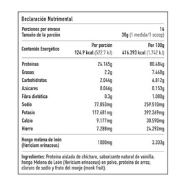 Protena Vegetal sabor Vainilla con Hongo Adaptgeno Melena de Leon Ideal para Recuperacin Muscular, Reduccin de Estrs y Potenciar tu Concentracin....  