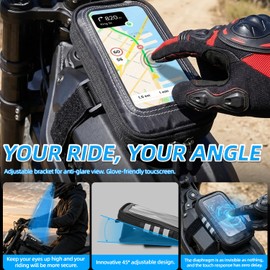 E-Dirt Bike Battery Cover Bag Phone Pouch with Touch Screen Front Frame Pouch,Adjustable Viewing Stand & Hidden Pocket, Extended Strap Fit for Surron Light Bee,Talaria Sting MX4,E Ride Pro,Yozma In10