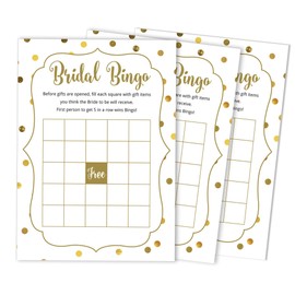 Inkdotpot Cards For Bridal Wedding Shower Bachelorette Party Bulk Blank Square Fill In Gift Ideas 50 Gold Confetti Bingo Game