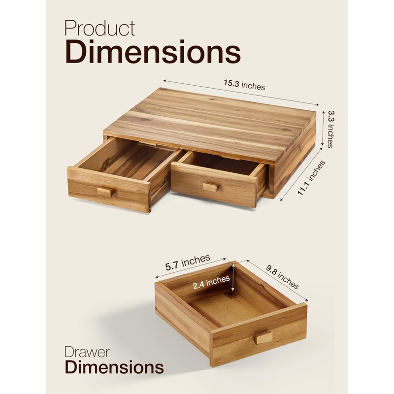 Tinamo Acacia Wood K Cup Organizer Coffee Pod Storage Box,