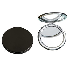 Zcooooool Makeup Mirror, 6.7 cm Round Folding Mirror, Professional Double-Sided Makeup Mirror (one Side Enlarged, The Other Side Normal) PU Surface Mirror
