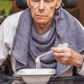 LALAFINA Adaptive Utensils Set Angled Fork and Spoon Stainless Steel Elderly Left Handed Anti Shake Eating Utensils Self-feeding Learning Bendable Handle Silverware