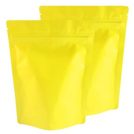 QQ Studio Double Sided Matte Heat Sealable Mylar Aluminum Standup Bags (100 Pack) (5.1" x 7.1", Matte Yellow)