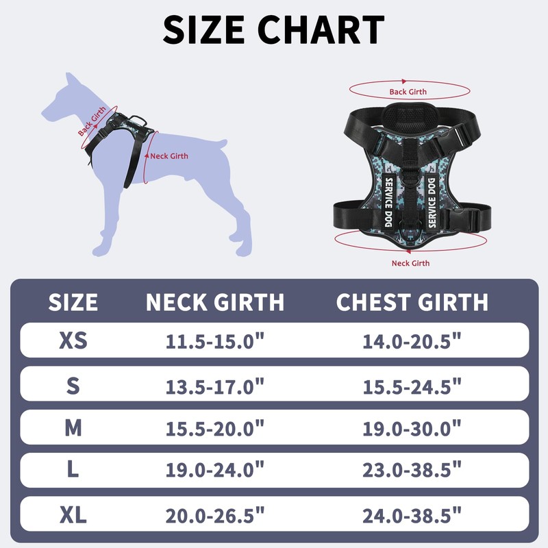 Belababy Dog Harness Small Medium Large, Reflective Tactical No Pull