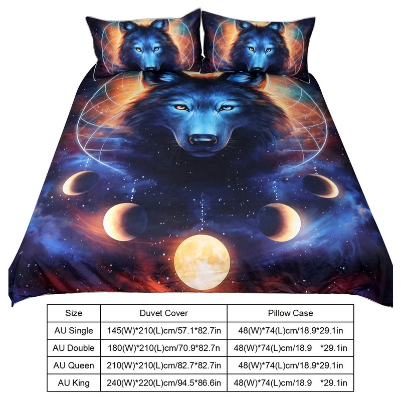 3pcs/set 3D Print Dream Catcher Moon Pattern Duvet Cover Pillow