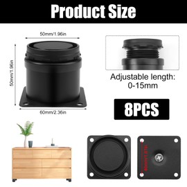 Pack of 8 Adjustable Furniture Feet, Black, 50 mm Round Furniture Feet, Height Adjustable, Adjustable Feet, Cabinet Feet, Black, Furniture Foot, Height Adjustable, Cabinet Legs, Furniture Foot,
