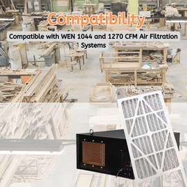 Nispira 1044 3415AF5 5-Micron MERV 11 Outer Air Filter Replacement for WEN 1044 CFM 1270 Air Filtration Systems 11.5 x 23.6 Inches, 4 Packs