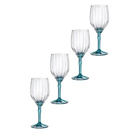 Bormioli Rocco Florian 12.8 oz. White Wine and Spritz Glasses, Lucent Blue, Set of 4