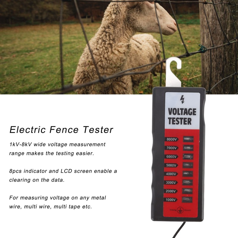 Electric Fence Tester LCD Screen Voltage Meter 10KV Portable Tool