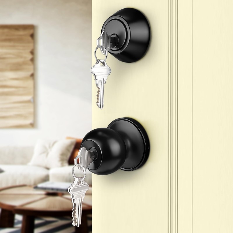 Probrico 1 Pack Door Knob with Double Cylinder Deadbolt Lock