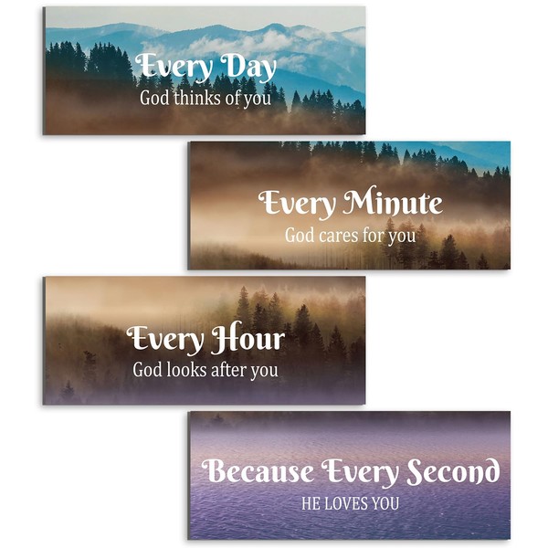 4 Pieces Bathroom Wall Decor, Christian Wall Decor Bathroom Decor Wall Art, Bathroom Decorations Religious Gifts Christian Gifts for Women
