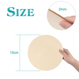 Coopay 6 Inch Wooden Circles, Unfinished Round Wood Slices Natural Wooden Cutouts for Door Hanger, Painting, Wedding, Home Decoration DIY Wood Craft Supplies, 40 Pieces