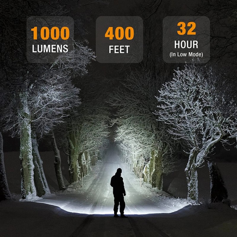 EverBrite 1000 Lumen LED Headlamp Rechargeable Headlight with 5 Light