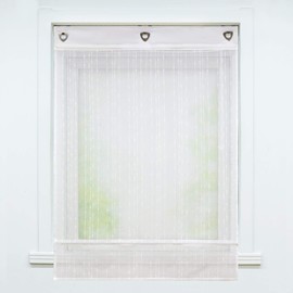 Joyswahl Ursel Voile Eyelet Roller Blind, Plain Roman Blind with Beautiful Vertical Stripes, Window Curtain with Hook Hanging, No Drilling Required, W x H 80 x 140 cm, A020, 1 Piece