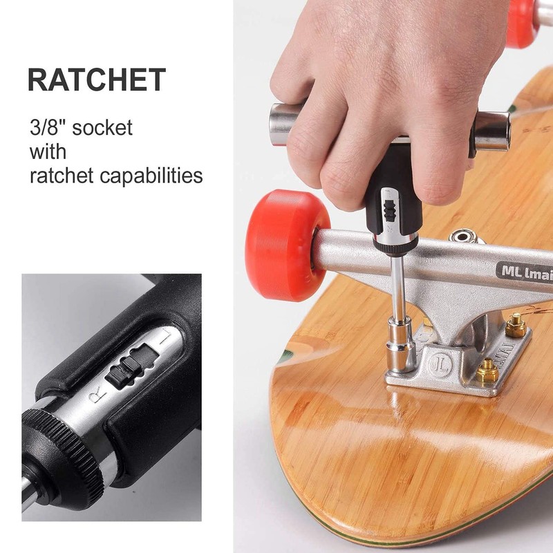 HADIIH Skate Tool All in One Multifunctional Ratchet Skateboard Tool