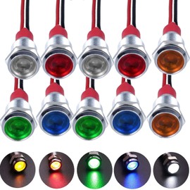 RUNCCI-YUN Pack of 10 110 V-220 V 10 mm LED Metal Indicator Light Waterproof Signal Lamp LED Panel Installation Indicator Light (Green × 2 Yellow × 2 Red × 2 Blue × 2 White × 2)
