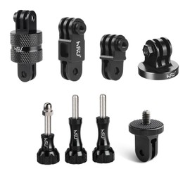 HSU Action Camera Accessories Set All Aluminum Including Screws, Extension Arm, 360 Degree Conversion Adapter, Tripod Mount for GoPro Hero 12/11/10/9/8/7 and Other Action Cameras DJI SJCAM YICAM...