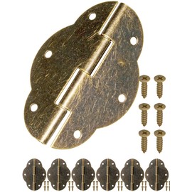 FUXXER® 6x Classic Metal Hinges Antique Iron Design Furniture 56x42mm Bronze
