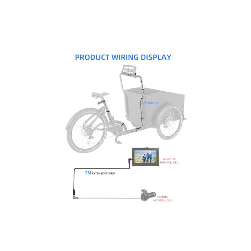 PARKVISION Bike Camera Accessories,Extension Cable for BK-430 BK-436 BK-439, 2.5M
