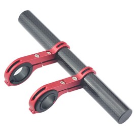 UPANBIKE Bike Handlebar Extender Extension Carbon Fiber Bracket Aluminum Alloy Clamp for Bicycle Speedometer Headlight Light Lamp Holder (Red 20cm Double Clamp)