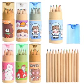 Godneei 6-Barrel 12-Color Barrel Mini Colouring Pencils, Children'S Painting And Graffiti Colouring Pencils For Children, Suitable For Children Primary Students Portable Use