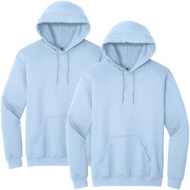 Gildan G18500 Heavy Blend Adult Unisex Hooded Sweatshirt S Light Blue - 2 Pack